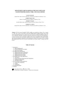 DEPLOYMENT MECHANISMS ON THE FAST SATELLITE: MAGNETOMETER, RADIAL WIRE, AND AXIAL BOOMS DAVID PANKOW Samuel Silver Space Sciences Laboratory, University of California at Berkeley, U.S.A  ROBERT BESUNER