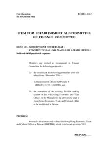 For Discussion on 26 October 2011 EC[removed]ITEM FOR ESTABLISHMENT SUBCOMMITTEE
