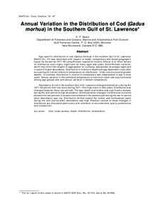 Annual Variation in the Distribution of Cod (Gadus morhau) in the Southern Gulf of St. Lawrence