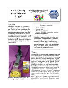Can it really rain fish and frogs? A laboratory experiment from the Little Shop of Physics at