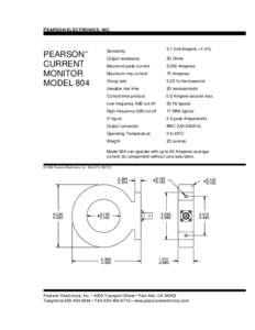 PEARSON ELECTRONICS, INC.  PEARSON CURRENT MONITOR MODEL 804