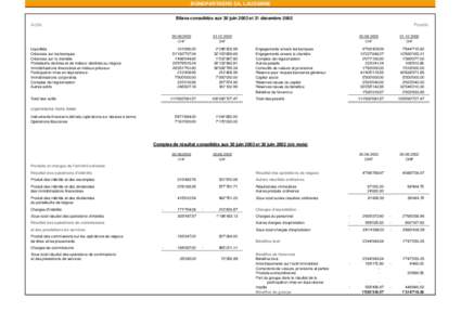 BONDPARTNERS SA, LAUSANNE Bilans consolidés aux 30 juin 2003 et 31 décembre 2002 Actifs Passifs