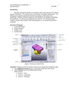 Lab 3 Introduction to SolidWorks – I Silas Bernardoni