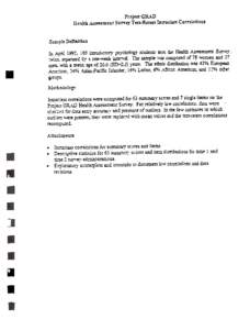 Project GRAD Health .-\ssessmentSurvey Test-RetestIn~cl3ss Correl.1tioDs S:lmple Definition In April 1995, 105 inttoductory psychology StUdentstook the Health Assessment Survey: tWic:, separated by a one-w~k interla1. Th