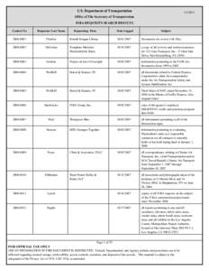 U.S. Department of Transportation[removed]Office of The Secretary of Transportation FOIA REQUESTS SEARCH RESULTS