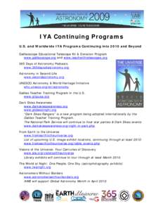 Continuing IYA Programs[removed]and beyond)