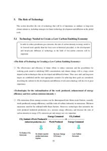 5.  The Role of Technology This section describes the role of technology that will be of importance as midium- to long-term climate initiatives, including strategies for future technology development and diffusion on the