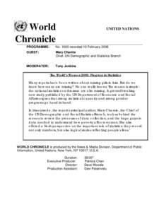 World Chronicle UNITED NATIONS  PROGRAMME: