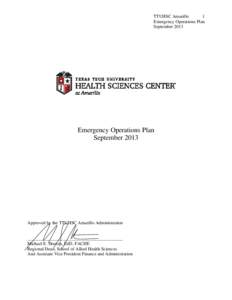 TTUHSC Amarillo 1 Emergency Operations Plan September[removed]Emergency Operations Plan