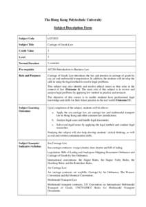 The Hong Kong Polytechnic University Subject Description Form Subject Code LGT3023