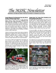 Vol. 6, No. 3 Summer 2008 The MSHC Newsletter Published by the Maywood Station Historical Committee for its Members and Friends