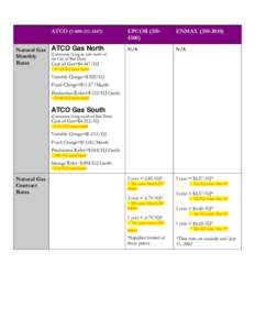 ATCO[removed]) Natural Gas ATCO Gas North (Customers living in, and north of, Monthly the City of Red Deer) Rates