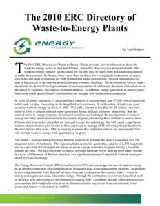 The 2010 ERC Directory of Waste-to-Energy Plants By Ted Michaels T