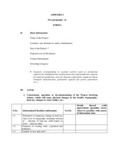 APPENDIX I (See paragraph – 6) FORM 1 (I)