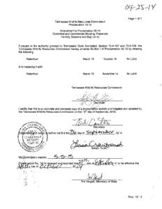 Page 1 of 1 Tennessee Wildlife Resources Commission Proclamation[removed]Amendment to Proclamation[removed]Controlled and Commercial Shooting Preserves Hunting Seasons and Bag Limits