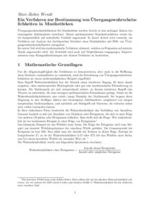 Marc-Robin Wendt ¨ Ein Verfahren zur Bestimmung von Ubergangswahrscheinlichkeiten in Musikstu ¨ cken ¨ Ubergangswahrscheinlichkeiten