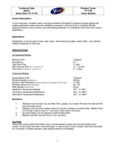 Product Code: VT-130 Clear Sealant Technical Data Sheet