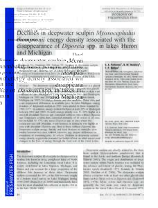 Declines in deepwater sculpin Myoxocephalus thompsonii energy density associated with the disappearance of Diporeia spp. in lakes Huron and Michigan