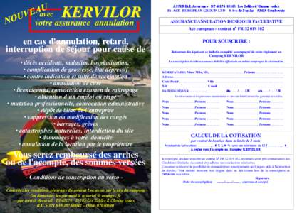 avec  KERVILOR votre assurance annulation