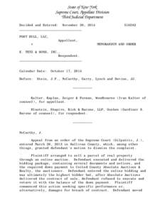 State of New York Supreme Court, Appellate Division Third Judicial Department Decided and Entered: November 20, 2014 ________________________________