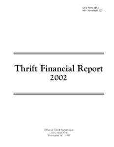 OTS Form 1313 Rev. November 2001 Thrift Financial Report 2002