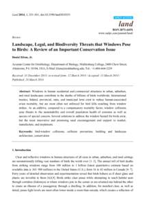 Landscape, Legal, and Biodiversity Threats that Windows Pose to Birds: A Review of an Important Conservation Issue