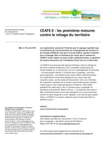 Communiqué de presse de l’association « Oui à l’Initiative pour le paysage » Bâle, le 18 août 2010