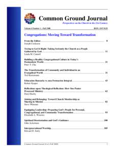 Common Ground Journal - Vol 6 No 1 - Fall 2008