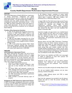 Multi-State Learning Collaborative for Performance and Capacity Assessment or Accreditation of Public Health Departments Florida County Health Department Performance Improvement Process HISTORY