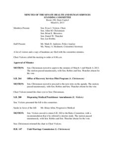 Minutes for Senate Health and Human Services Committee 03/06