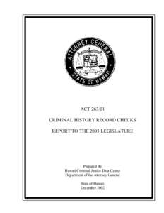 ACT 263, SESSION LAWS OF HAWAII 2001