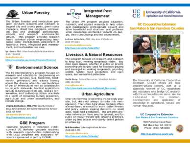 Agriculture / Food and drink / Health / Agronomy / Biological pest control / Integrated pest management / Pest control / Phytopathology / Soil chemistry / Master gardener program / Cooperative State Research /  Education /  and Extension Service / Urban agriculture