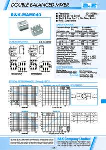 DOUBLE BALANCED MIXER  R&K reserves the right to make changes in the specifications of or discontinue products at any time without notice. R&K products shall not be used for or in connection with equipment that requires 