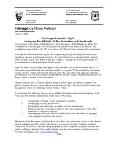 Microsoft Word[removed]Interagency Fire News fire danger redux and no restrictions.docx