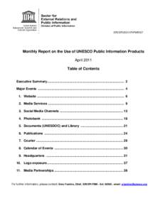 Monthly report on the use of UNESCO public information products, April 2011; 2011