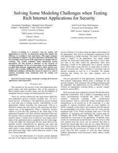 Solving Some Modeling Challenges when Testing Rich Internet Applications for Security Suryakant Choudhary1, Mustafa Emre Dincturk1, Gregor v. Bochmann1,3, Guy-Vincent Jourdan1,3 1