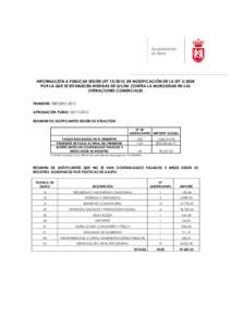 INFORMACIÓN A PUBLICAR SEGÚN LEY[removed], DE MODIFICACIÓN DE LA LEY[removed]POR LA QUE SE ESTABLECEN MEDIDAS DE LUCHA CONTRA LA MOROSIDAD EN LAS OPERACIONES COMERCIALES TRIMESTRE: TERCERO 2013 APROBACIÓN PLENO: 28/11/