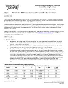 Institutional Animal Care and Use Committee Standard Operating Procedure Applies to WSU and John D. Dingell VAMC Subject: