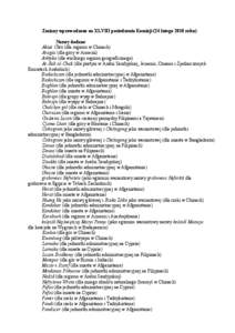 Zmiany wprowadzone na XLVIII posiedzeniu Komisji (24 lutego 2010 roku) Nazwy dodane: Aksai Chin (dla regionu w Chinach)