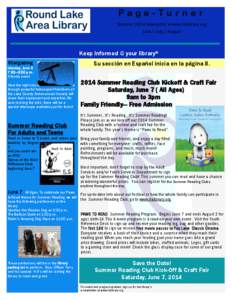 Page-Turner Summer 2014 Newsletter ● www.rlalibrary.org June | July | August