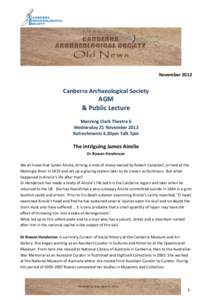November[removed]Canberra Archaeological Society AGM & Public Lecture