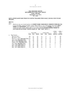 6  PEW RESEARCH CENTER PEW RESEARCH CENTER SEPTEMBER 2013 POLITICAL SURVEY