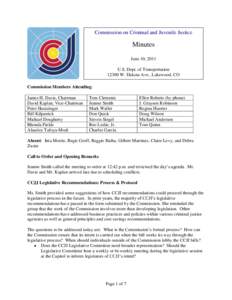 Colorado Commission on Criminal and Juvenile Justice: Minutes (June 10, 2011)