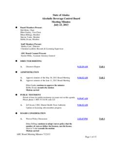 State of Alaska Alcoholic Beverage Control Board Meeting Minutes July 23, 2013 