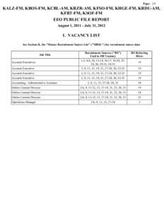 Page: 1/9  KALZ-FM, KBOS-FM, KCBL-AM, KRZR-AM, KFSO-FM, KHGE-FM, KRDU-AM, KFBT-FM, KSOF-FM EEO PUBLIC FILE REPORT August 1, July 31, 2012