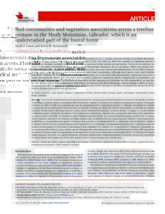 477  ARTICLE Bird communities and vegetation associations across a treeline ecotone in the Mealy Mountains, Labrador, which is an understudied part of the boreal forest
