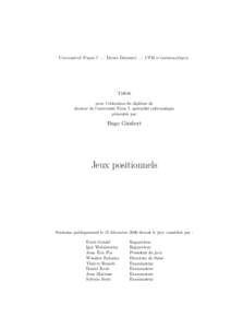 Université Paris 7 — Denis Diderot — UFR d’informatique  Thèse pour l’obtention du diplôme de docteur de l’université Paris 7, spécialité informatique présentée par