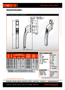 Window Handles  12 Technical Information DATUM WINDOW HANDLES - DIMENSIONS