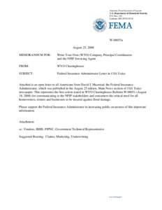 Financial institutions / Institutional investors / Flood insurance / National Flood Insurance Program / David I. Maurstad / Home insurance / Flood / Federal Emergency Management Agency / Insurance / Types of insurance / Financial economics