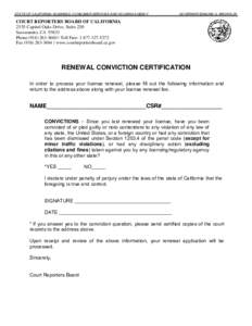 Court Reporters Board - Renewal Conviction Certification